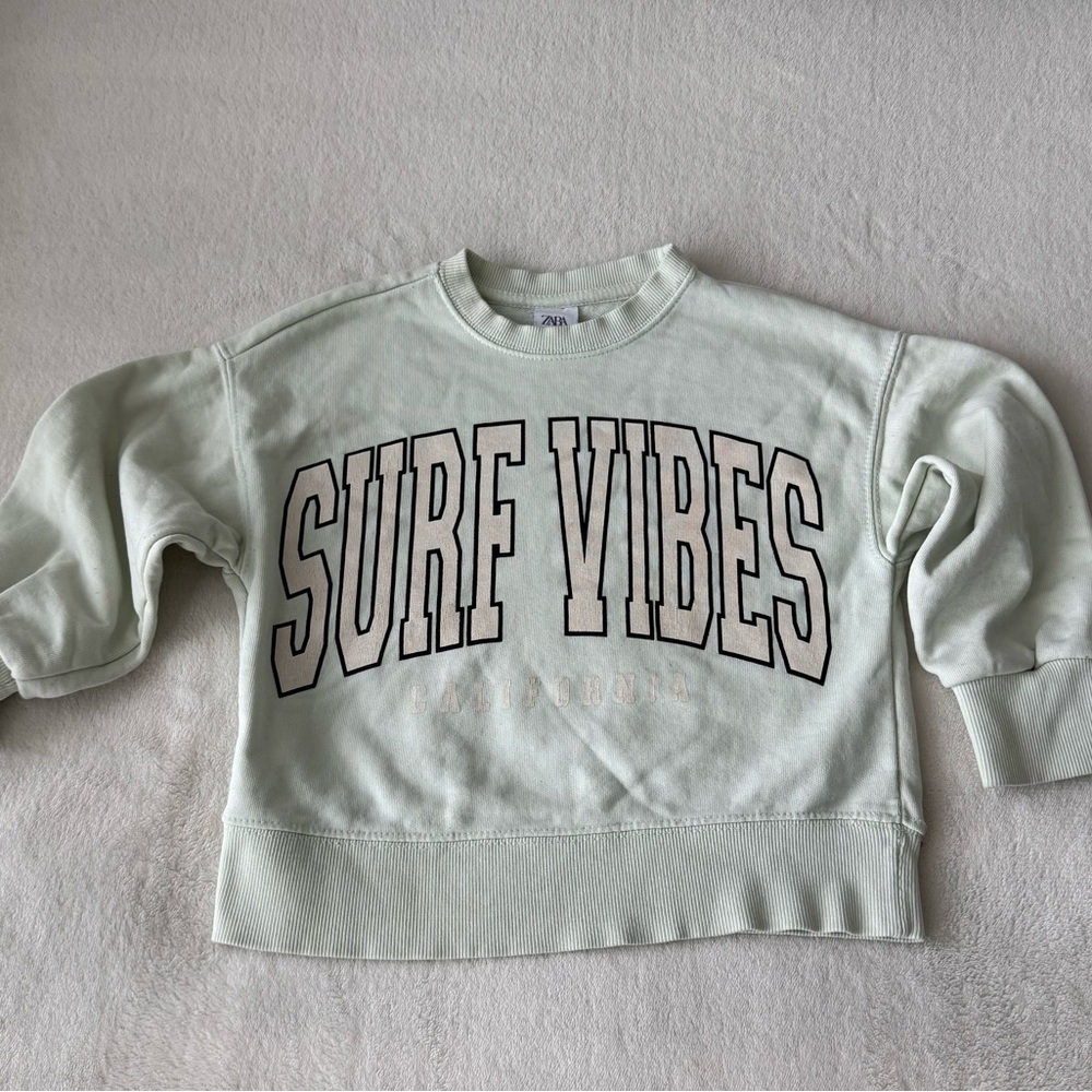 Zara Mint Green Sweatshirt Girl - Size 6